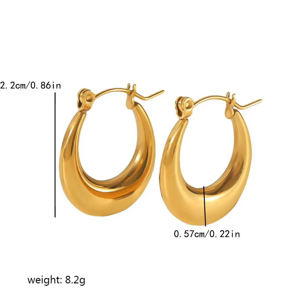 1 Pair Minimalist Classic Style C Shape Stainless Steel 18K Gold Plated Women's Hoop Earrings  h5 Picture2